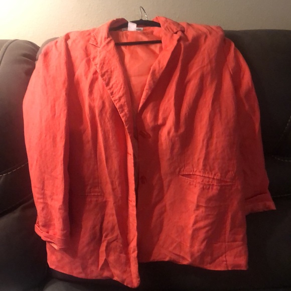 Coral linen blazer - Picture 2 of 3